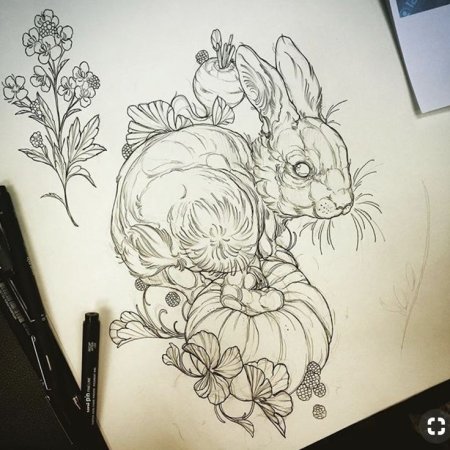 Кролик тату эскиз