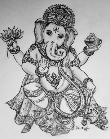 Ганеша индийский Бог тату