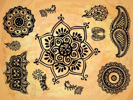 India Henna patterns вектор