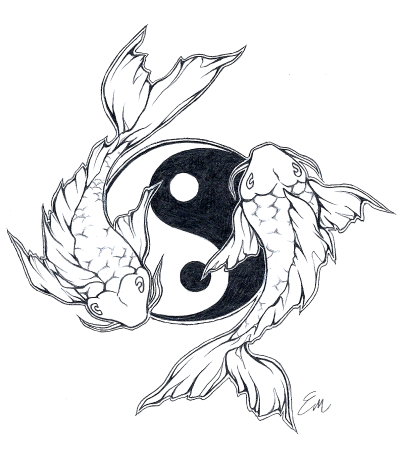 Японские карпы Инь Янь