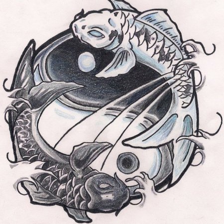 Тату рыбки Инь Янь