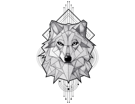 Эскиз тату волк геометрия