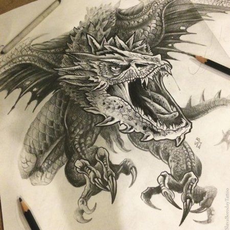 Дракон тату эскиз