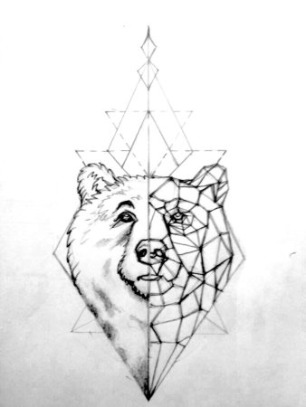 Геометрический медведь тату