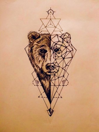 Геометрический медведь тату