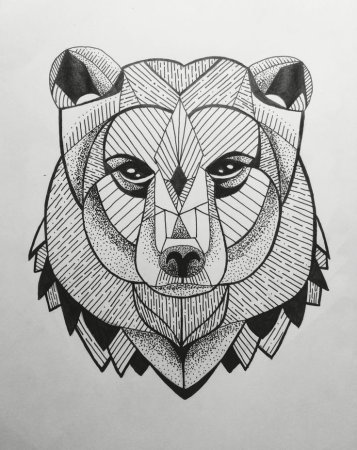 Геометрический медведь тату