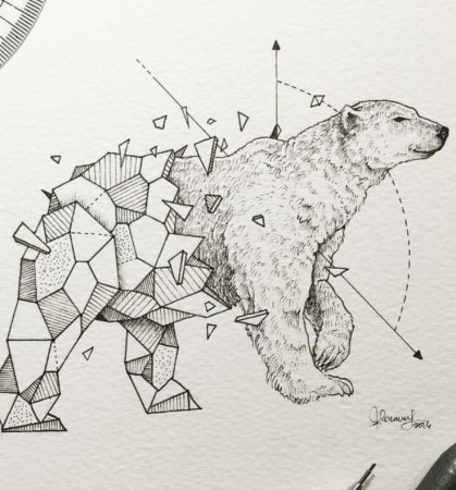 Эскизы тату медведь геометрия