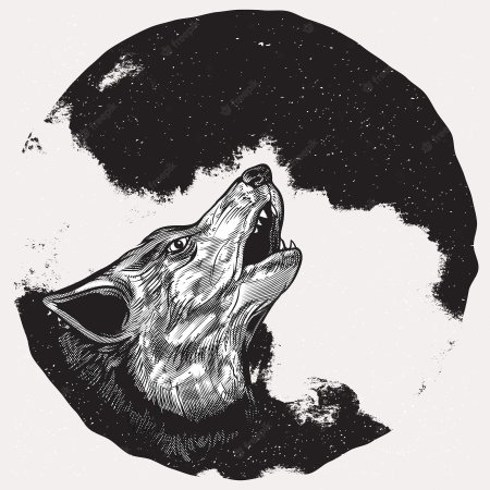 Тату волк воет на луну