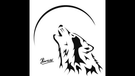 Татуировка волк воет на луну