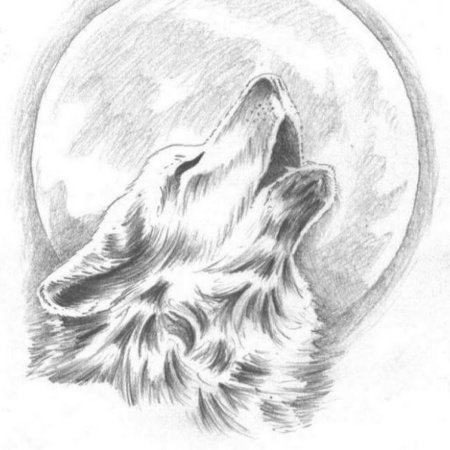 Тату волк воет на луну трайбл