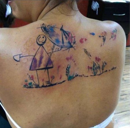 Тату в виде детских рисунков