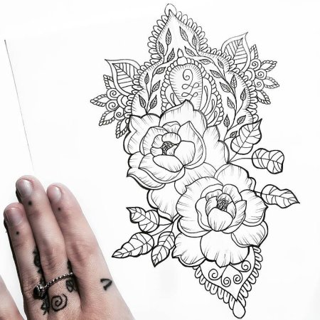 Мандала с цветами эскиз