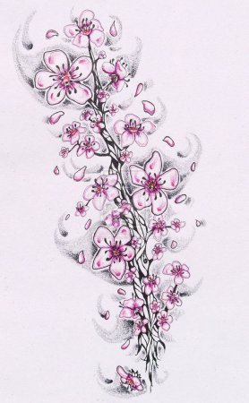 Сакура тату эскизы