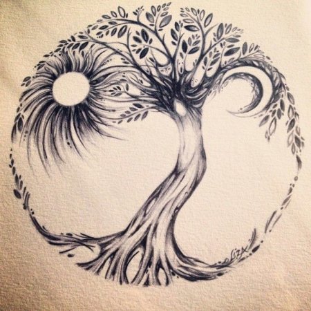 Тату Древо жизни в кругу