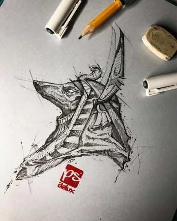 Тату карандашом на бумаге