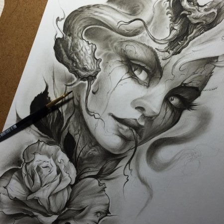 Медуза Горгона тату реализм