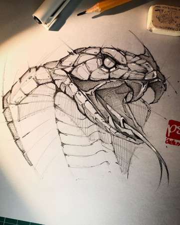 Тату голова змеи