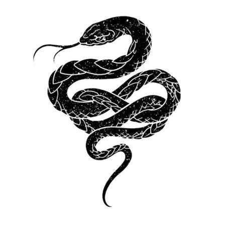 Тату змея черно белая