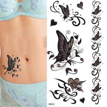 Тату бабочки на животе у девушек