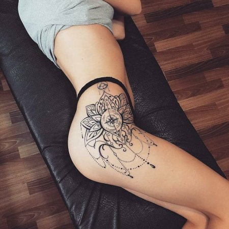 Тату на бедре для девушек животные