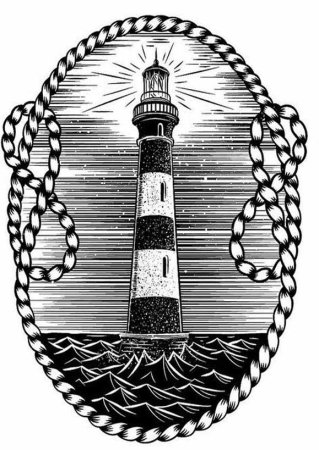 Тату Маяк черно белый