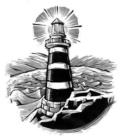 Маяк тату эскиз черно белый