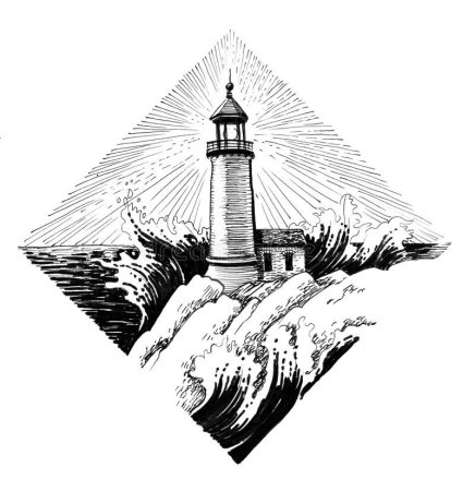 Маяк гравюра