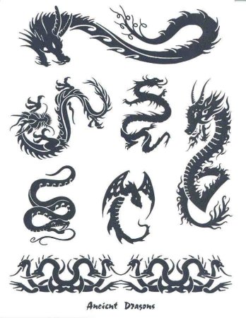 Тату дракона на белом фоне