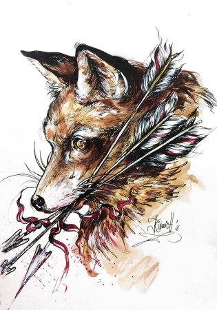 Лиса с перьями