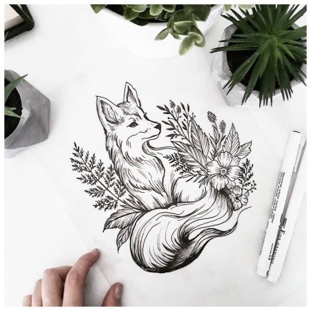 Тату лиса эскиз