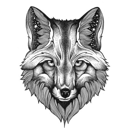 Тату морда волка