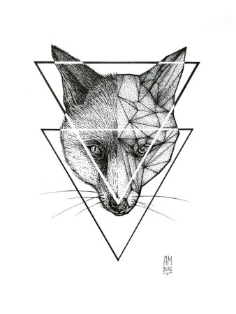 Тату лиса геометрия