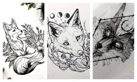 Эскизы тату лисы для девушек