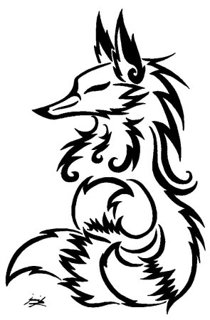 Тату лиса черно белая