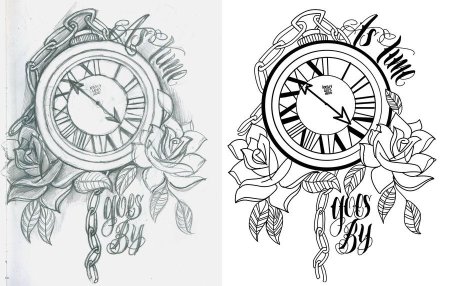 Часы тату эскиз