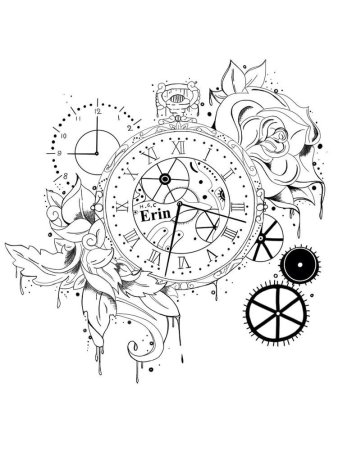 Тату часы с шестеренками