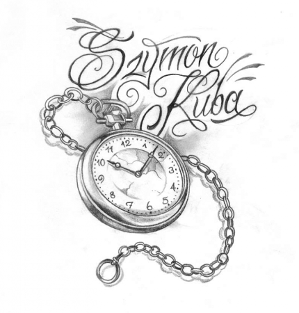 Карманные часы тату эскиз