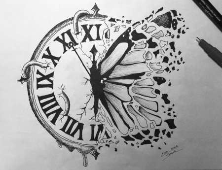 Часы тату эскиз