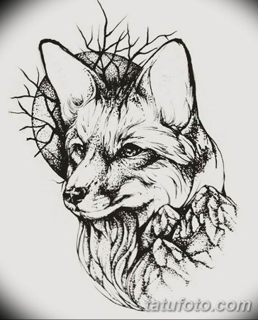 Тату лиса лайнворк