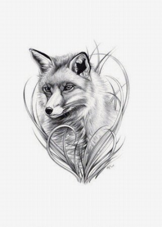 Тату лиса черно белая