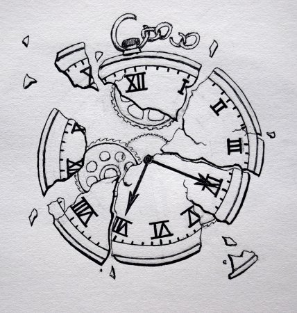 Контурное тату часы