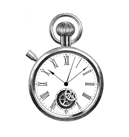 Карманные часы тату эскиз