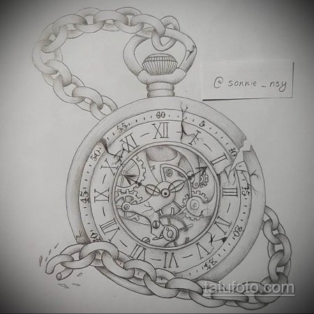 Карманные часы тату