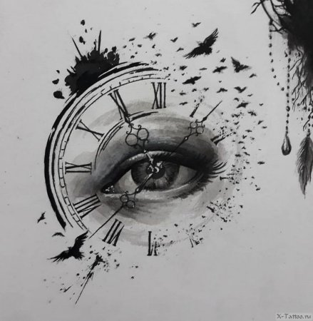 Часы тату эскиз