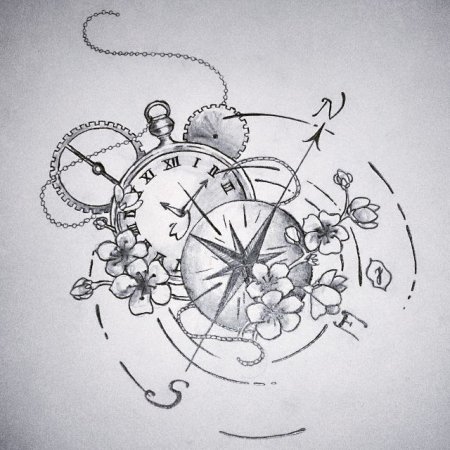 Тату в графике компас