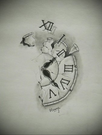 Сломанные часы эскиз