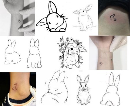 Тату кролик Минимализм