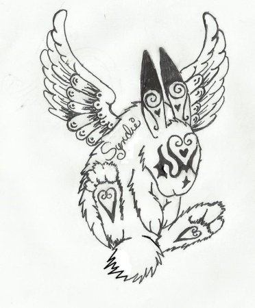 Тату кролик с крыльями