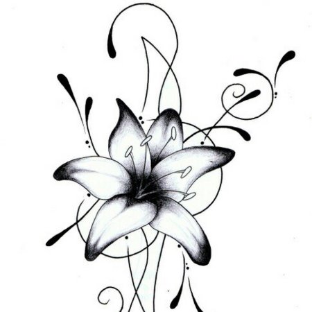 Тату Лилия на пояснице