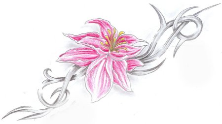 Эскизы тату цветы лилии